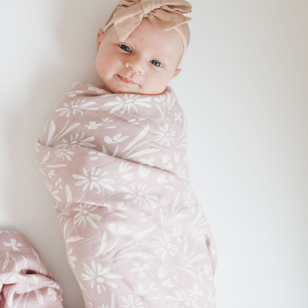 Bamboo Muslin Swaddle - Floral Rose