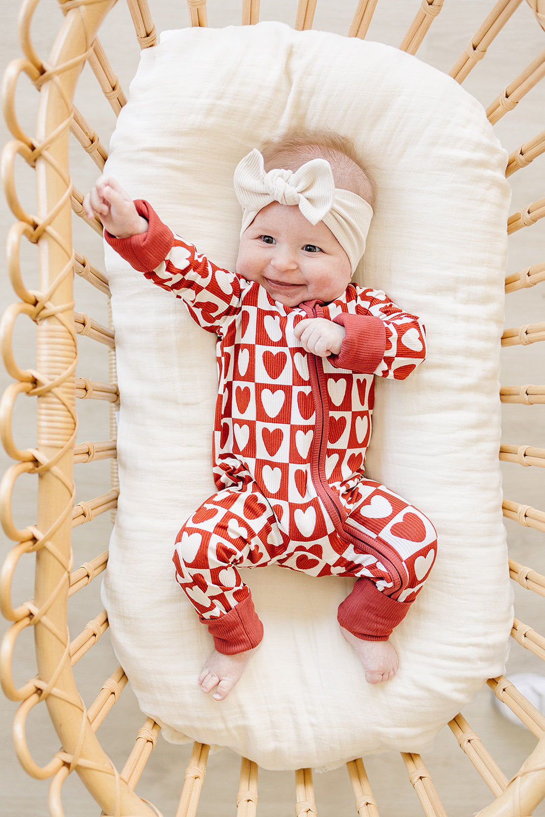 Bamboo Zip Romper | Checkered Hearts