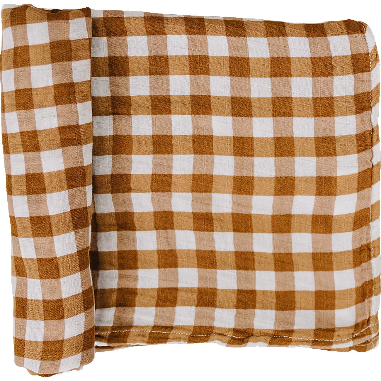 burnt orange swaddle, muslin swaddle blanket, bamboo baby blanket, swaddling wrap, fall baby blanket, dark brown muslin swaddle, gingham baby blanket