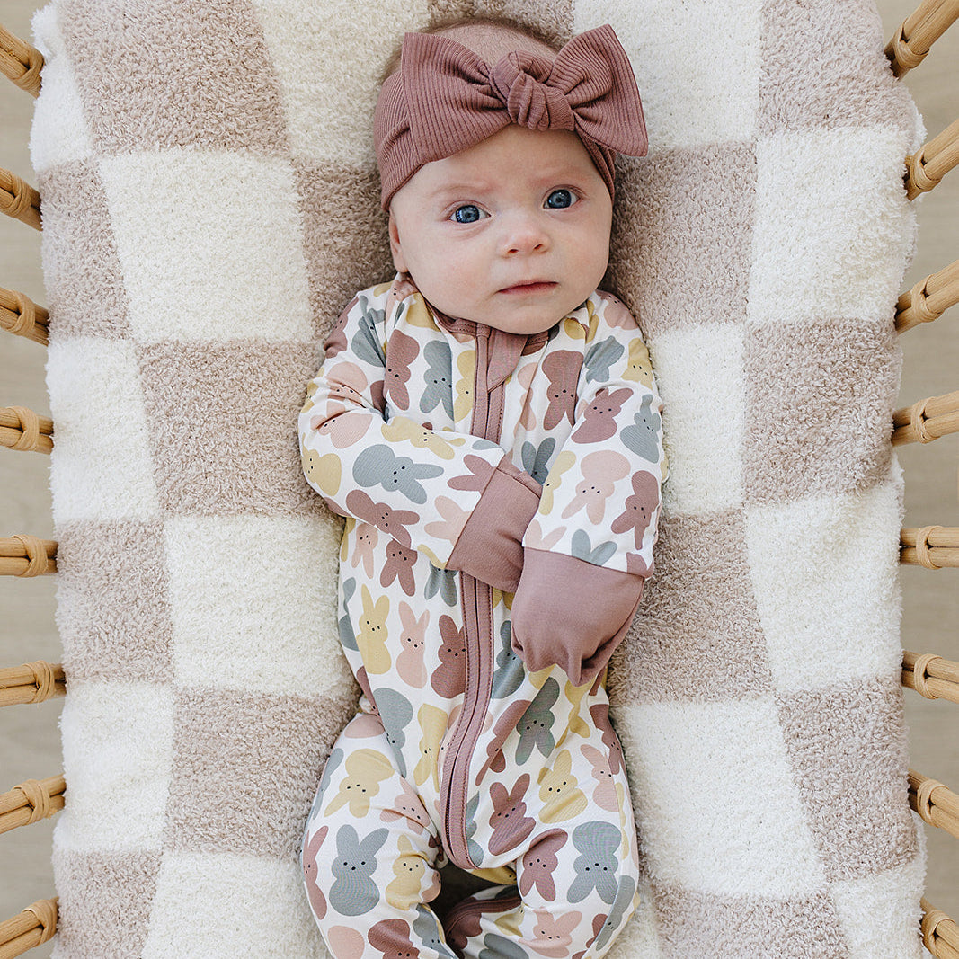 Bamboo Zip Romper | Dusty Rose Bunny