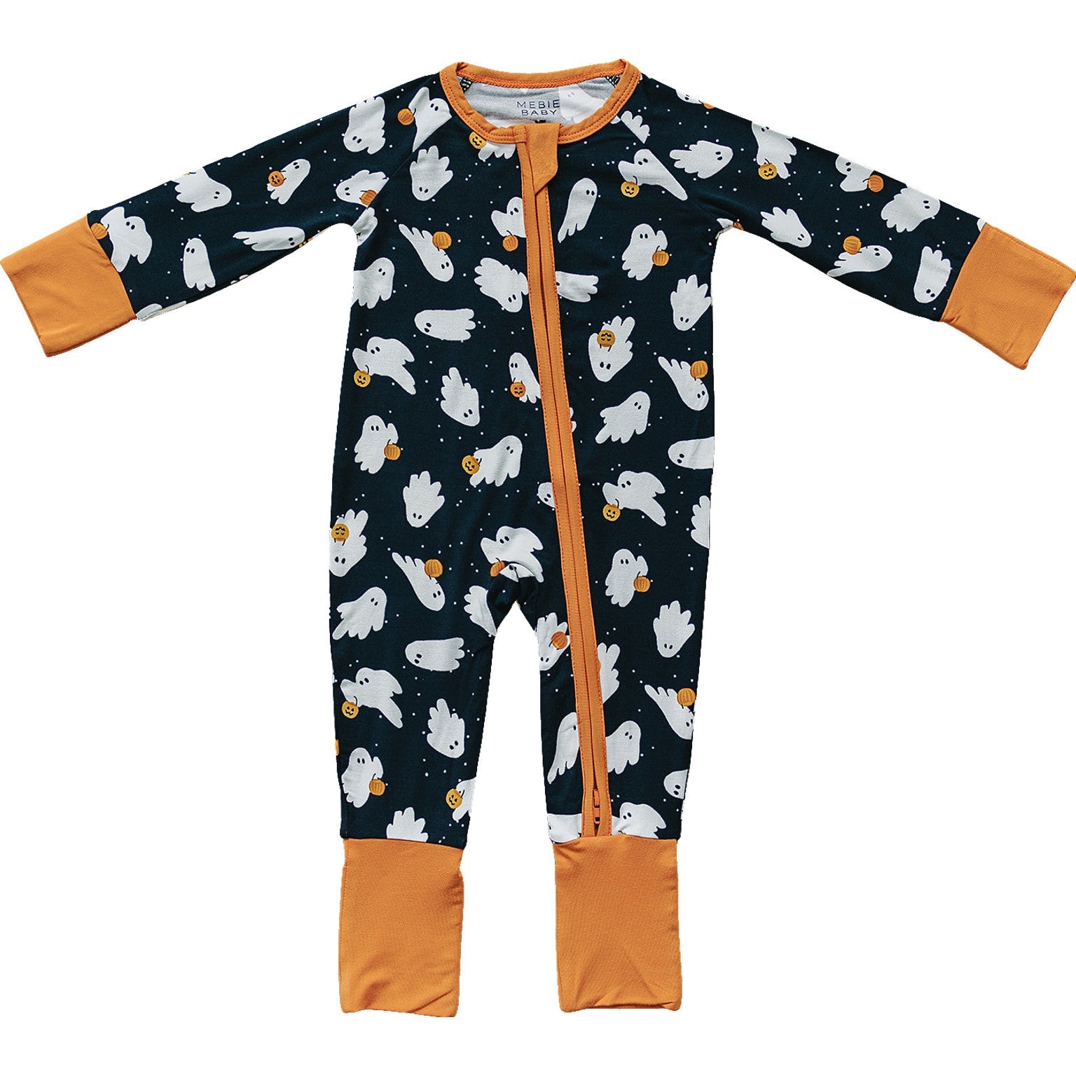 ghosts baby pajamas, halloween toddler pajamas, ghost sleeper, bamboo zip romper, zip sleeper