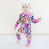 bamboo baby sleeper, convertible rompers, baby pajamas, bamboo pajamas, zippy, floral baby romper