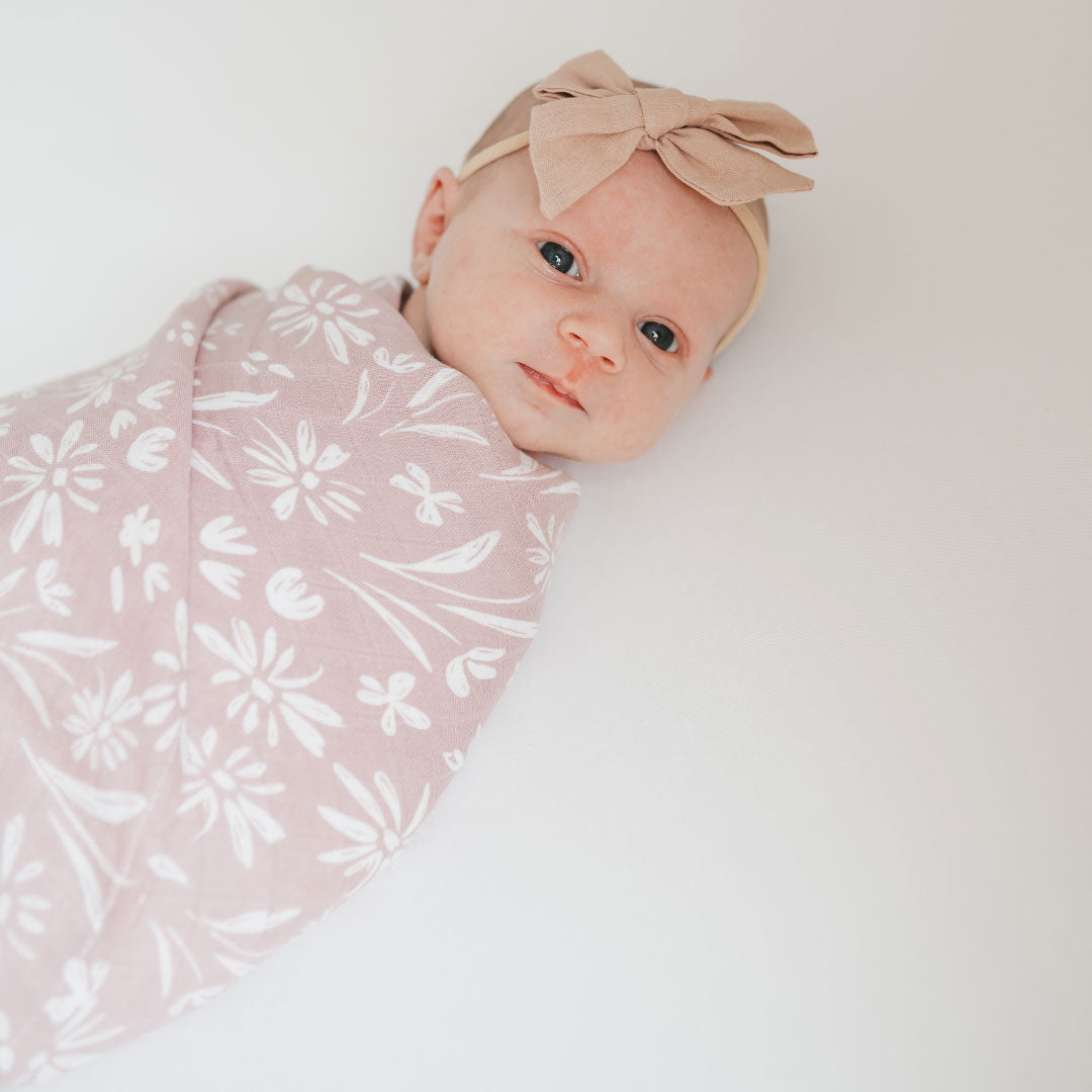 Bamboo Muslin Baby Blanket Rose Floral Dolly Lana Dolly Lana