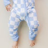 Bamboo Zip Romper | Blue Checkered