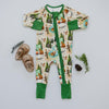 bamboo zip romper, camping baby pajamas, zippy sleeper, woodland romper, baby boy pajamas