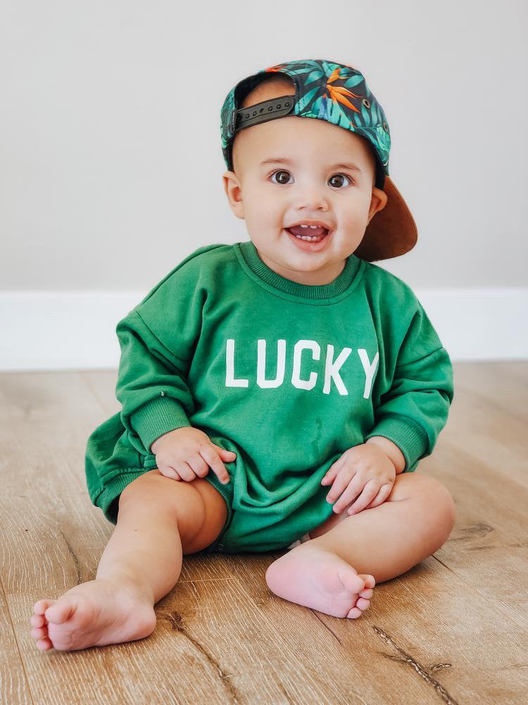 Bamboo Sweatshirt Romper | Lucky