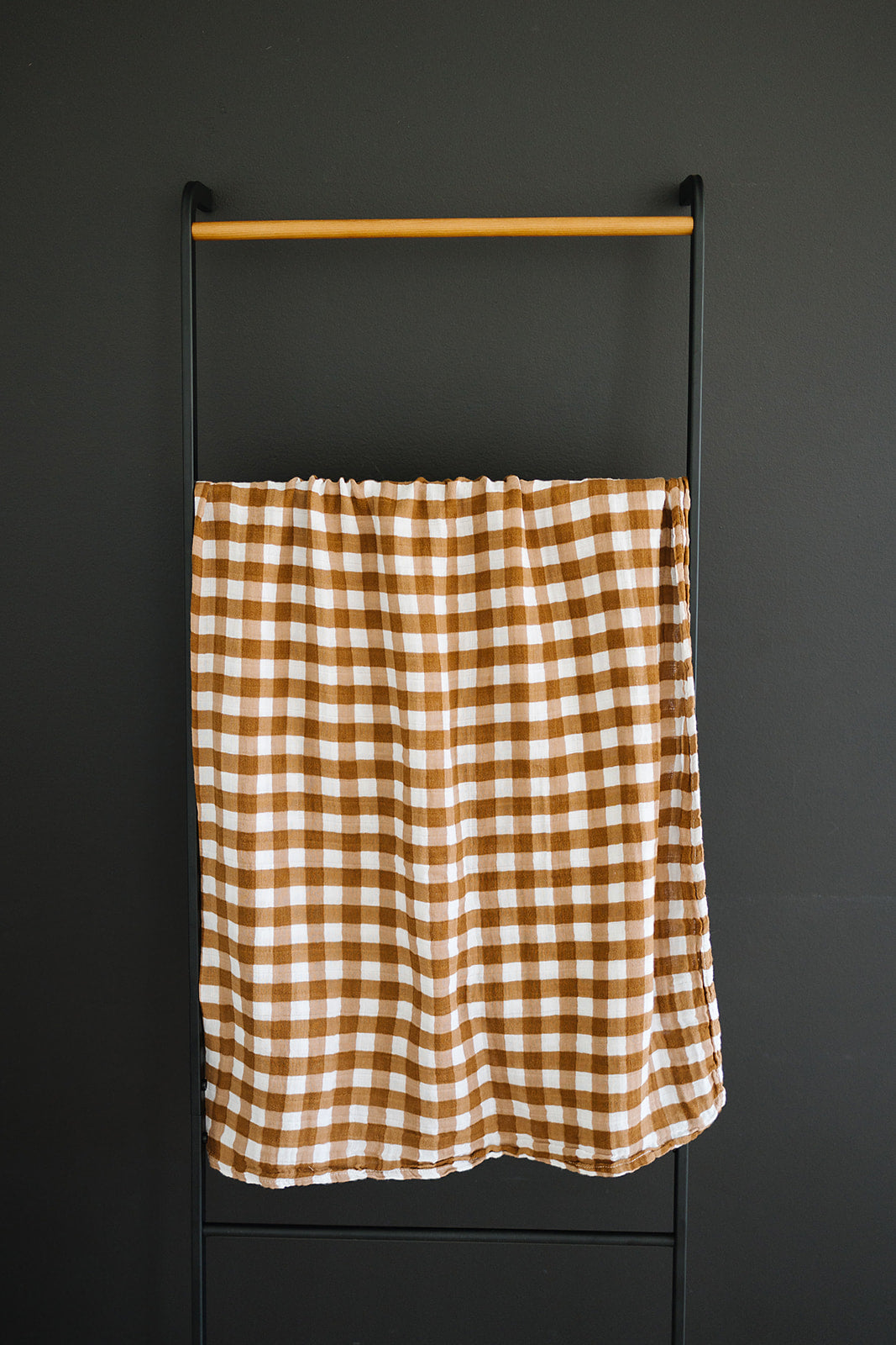 burnt orange swaddle, muslin swaddle blanket, bamboo baby blanket, swaddling wrap, fall baby blanket, dark brown muslin swaddle, gingham baby blanket