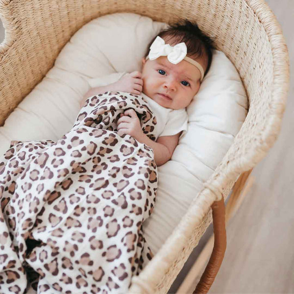 Leopard Bamboo Muslin Swaddle Dolly Lana Dolly Lana