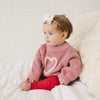 Chunky Knit Sweater | Hand Embroidered Pink Heart