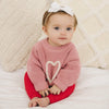 Chunky Knit Sweater | Hand Embroidered Pink Heart