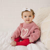 Chunky Knit Sweater | Hand Embroidered Pink Heart