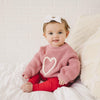 Chunky Knit Sweater | Hand Embroidered Pink Heart