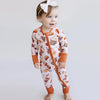 bamboo zip romper, pumpkin baby pajamas, halloween baby sleeper, fall baby pajamas