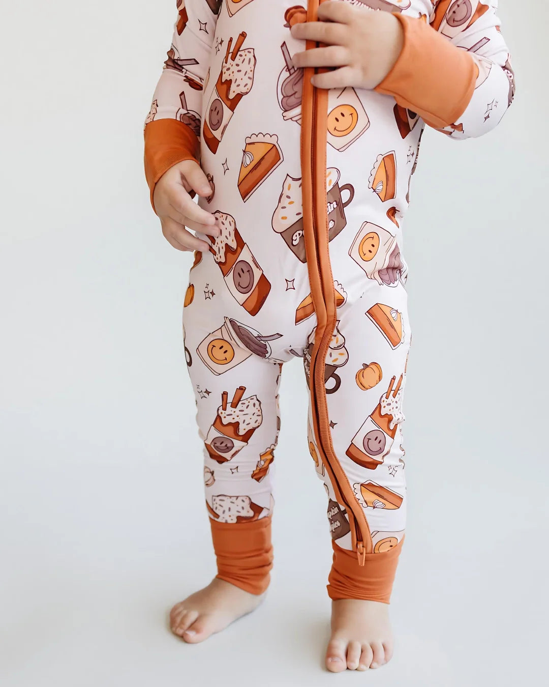 bamboo zip romper, pumpkin baby pajamas, halloween baby sleeper, fall baby pajamas