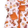 bamboo zip romper, pumpkin baby pajamas, halloween baby sleeper, fall baby pajamas