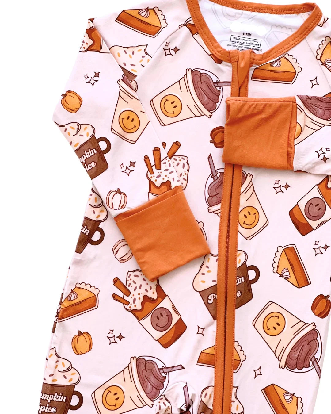 bamboo zip romper, pumpkin baby pajamas, halloween baby sleeper, fall baby pajamas