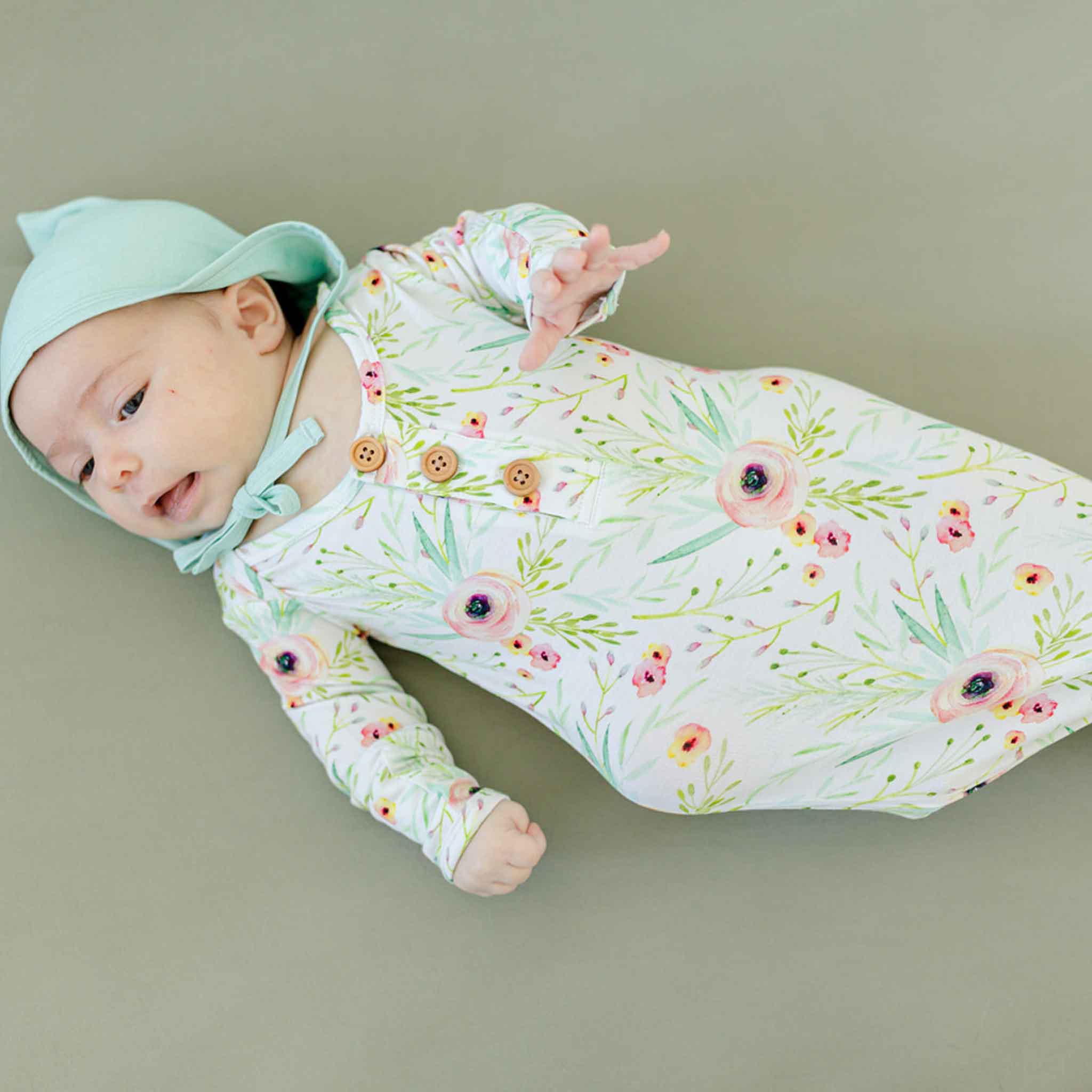 Floral knotted baby gown sale